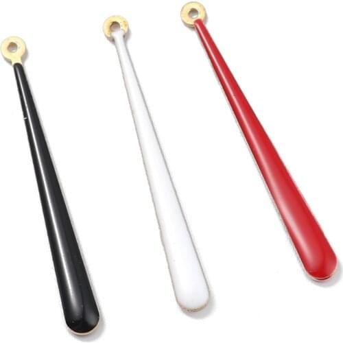 DoreenBeads Fashion Copper Enamelled Sequins Pendants Baseball Bat Brass Color Colorful Jewelry DIY Pendant 38mm x 4mm, 5 PCs