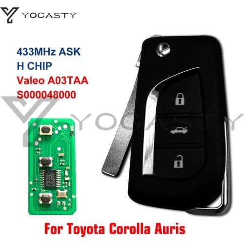 YOCASTY S000048000 Valeo A03TAA ASK Flip Remote Car Key Fob For 2012 2013 2014 2015 2016 2017 Toyota Corolla Toyota Auris 433MHz
