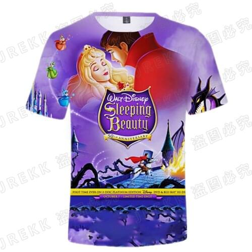 Sleeping Beauty Women T-shirts Summer Short Sleeve Men T Shirt 3D Print Cartoon Anime Boy Girl Kids Clothes
