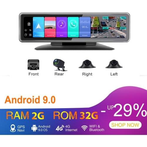 Hidv Android 9.0 4CHs record 360° view car black box 2+32G GPS navigation car black box night vision phone remote monitor