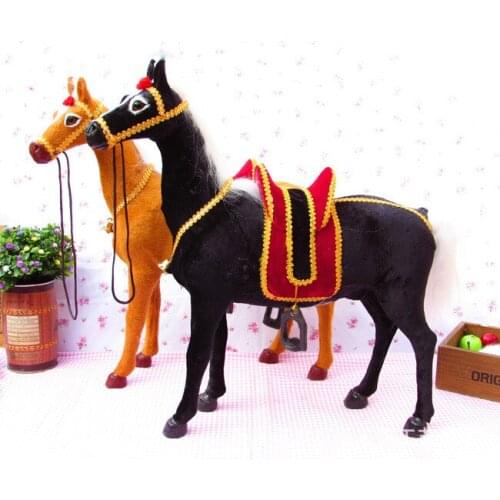 Simulation horse with saddle bell ,fur& polyethylene large 42x40cm horse model toy furnishing car accesseries,Christmas gift h2