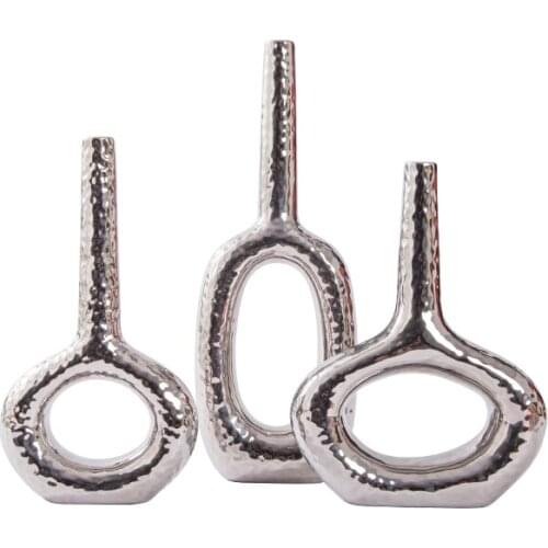 Ceramic Vase Minimalist Light Luxury Flower Device Gold-Plated Silver Soft Decoration Living Room Decoration