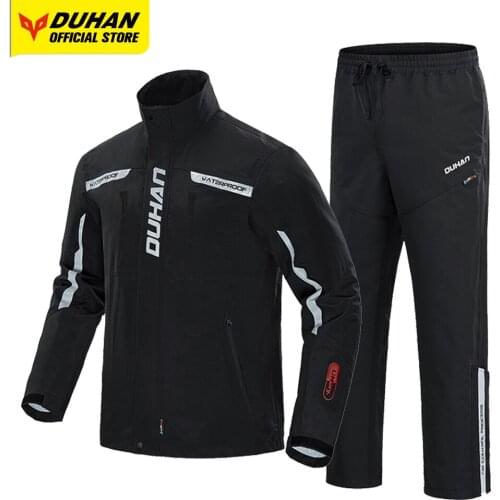 DUHAN Motorcycle Jacket Men Waterproof Raincoat Motocross Jacket Rainproof Pants Motorbike Riding Suit Moto Racing Clothing