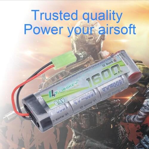 Limskey 7S 2/3A 8.4V 1600mAh NiMH Flat Battery Pack with Mini Tamiya Connector for Airsoft Guns MP5, Scar, M249, M240B, M60, G36