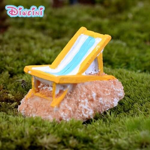 Simulation Summer Beach Lounge Chair Model Miniature Figurine Pretend play Kitchen Toy Doll House DIY Accessories gift Baby Gift