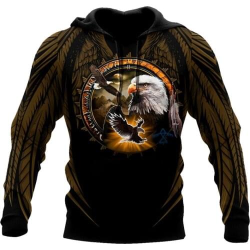 Fashion sweatshirt Animal Eagle Indian Native 3D printing mens autumn zipper hoodie unisex streetwear casual hoodie pullover