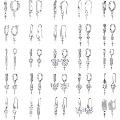New Fashion 925 Sterling Silver DIY Jewelry Findings for Earring Making Accessoires Components Cubic Zircon Connector Bail