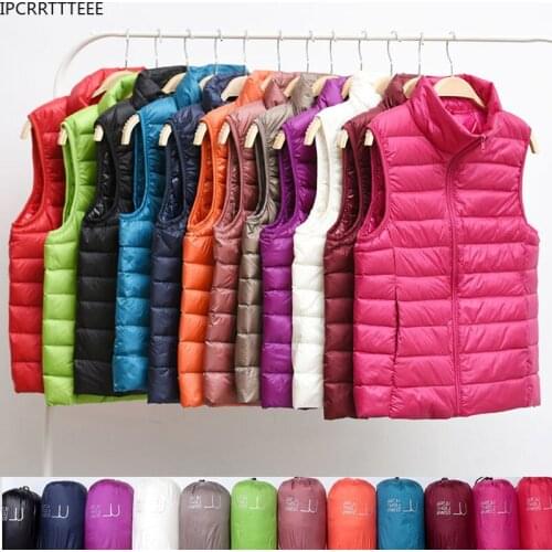 2021 Autumn Winter New Ultralight Down Vest Women 90% White Duck Down Waistcoat Female Portable Sleeveless Warm Vest Coat