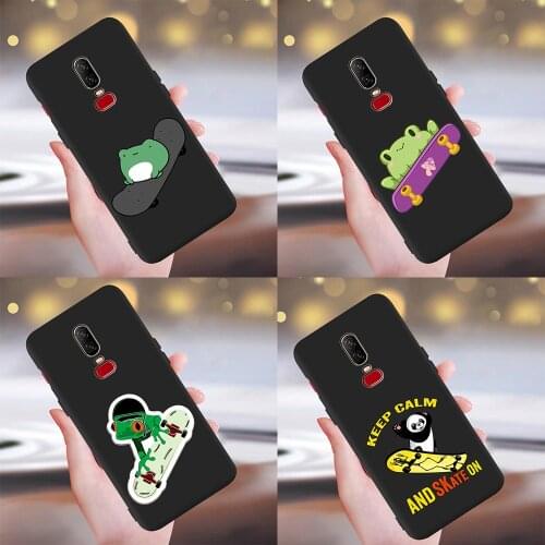 New Skateboard Frog Dinosaur Cute cartoon for Oneplus 8 5 6 7 One Plus 5T 6T 7T 8 Pro Phone Case Coque Funda Cover Luxury etui