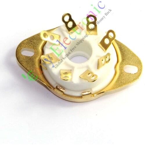 Wholesale and retail 50pc 8pin Gold Ceramic vacuum tube socket octal valve base fr EL34 KT88 6550 amp free shipping