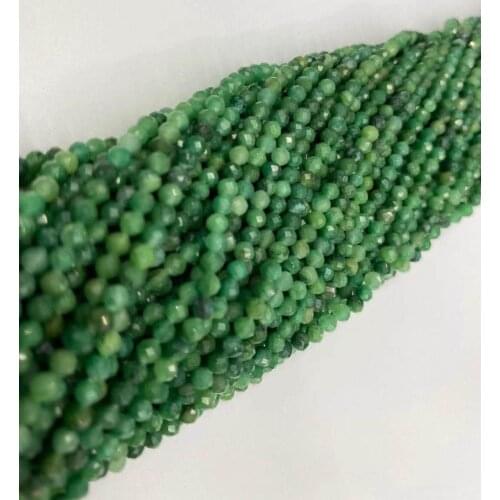 AAAA natural stone Natural African green jade cutting surface 2mm / 3mm / 4mm stone jewelry DIY boutique 38cm