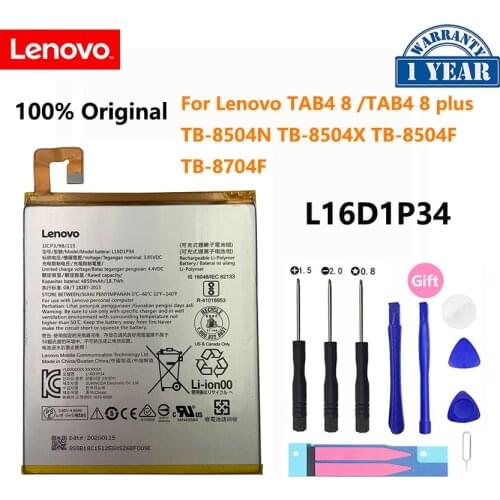 100% Original 4850mAh L16D1P34 Battery For Lenovo TAB4 8 TB-8504N TB-8504X TB-8504F TAB4 8 plus TB-8704F Batteries Bateria