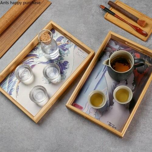 Rectangular Bamboo Tray Storage Tray Tea Trays Home Desktop Organizer Organize Disk Jewelry Trays Decorative Plate Food Plate