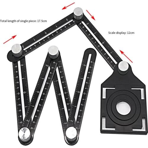 Adjustable Woodworking Six Folding Ruler Ceramic Tile Saw Hole Locator Aluminum Alloy Hole Punch Hand Tool