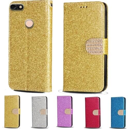 For Huawei Y6 Pro 2017 Luxury Glitter Diamond Flip Leather Wallet Phone Case For Huawei P9 Lite Mini Phone cover card slot