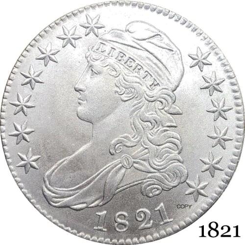United States Of America Liberty Eagle 1821 50 Cents ½ Dollar Capped Bust Half Dollar Cupronickel Silver Plated Copy Coin