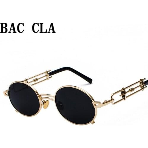 BAC CLA Retro Steampunk Sunglasses Men Round Vintage 2019 Metal Frame Gold Black Oval Sun Glasses for Women Red Male Gift