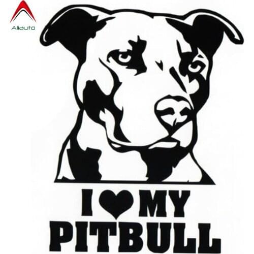 Aliauto Reflective Car Sticker I Love My Pitbull Vinyl Creative Waterproof Cartoon Decal Motorcycle Accessories,15cm*13cm