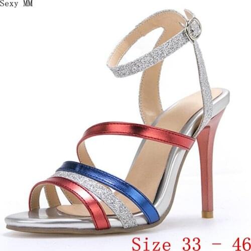 Women Gladiator Sandals High Heels Peep Toe Pumps Summer Shoes Woman High Heel Sandals Small Plus Size 33 - 40 41 42 43 44 45 46