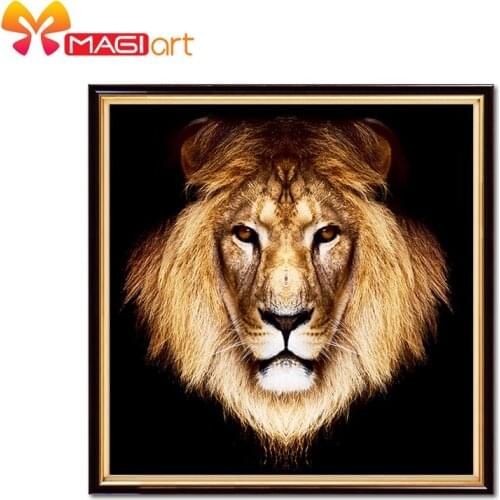 Cross stitch kits Embroidery needlework sets 11CT water soluble canvas patterns 14CT Animal Style The Lion-NCMA041