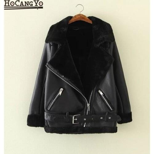 Winter Women Leahter Jacket Oversized Motorcycle Biker Faux PU Leather Jackets Women Winter Coat Suede Moto Jacket Femme Jackets
