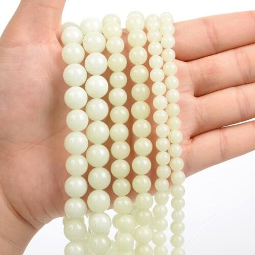 1Strand/Lot 6/8/10mm Natural Stone White Luminous Stone Round Beads Loose Spacer Bead For Jewelry Making DIY Accessories