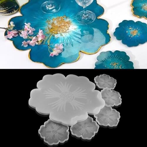 1 Set Wine Glass Tea Coaster Silicone Molds Glass Coasters Epoxy Resin Casting Mold DIY Table Decoration For Family Party Crafts