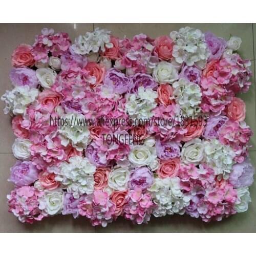 10PCS/ lot Mixcolor Artificial silk rose hydrangea peony flower wall wedding background decorations table flowers TONGFENG