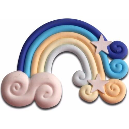 12Pcs Blue Rainbow Bridge Clay Decoration Crafts Kawaii Cute Flatback Cabochon Embellishments For Scrapbooking DIY Accessories