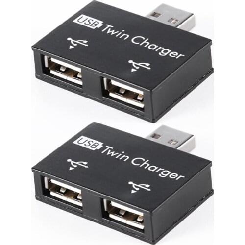 2pcs 1 to 2 port USB2.0 Male to Female Charger DC 5V Power Adapter Dual 2 Ports USB Charging Splitter Hub Adapter for Computer
