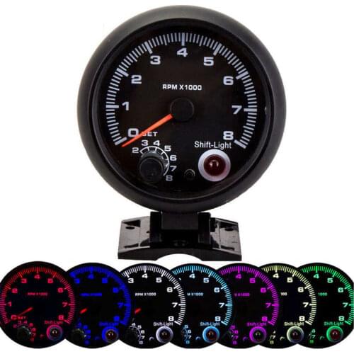 3.75in 12V Car Tachometer 0-8000RPM Pointer Tacho Gauge Meter with Adjustable Shift Light Car Accessories