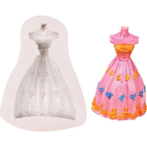 3D three-dimensional wedding tube top skirt silicone mold DIY wedding cake decoration tool fondant chocolate silicone mold 7*5cm