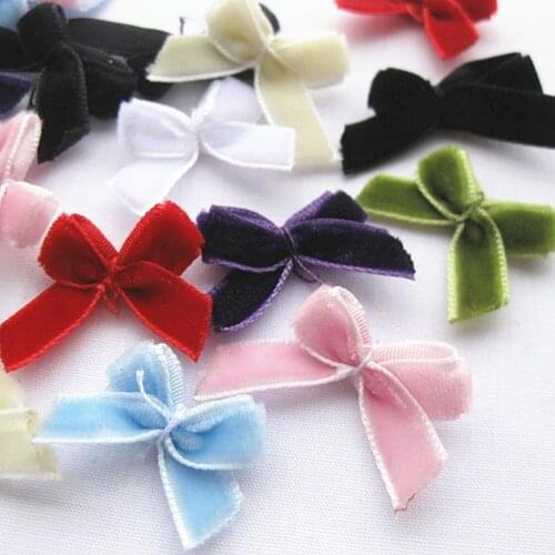 20pcs Lots Velvet Ribbon Flowers Bows Rose Sewing Craft Appliques