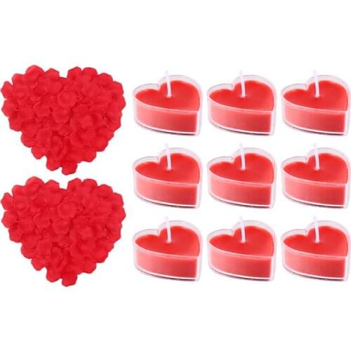5 Sets Delicate Scented Candles Heart Shaped Aroma Candles with Fake Rose Petal
