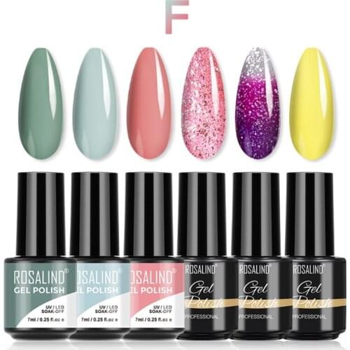 6pcs 7ml Mixed Color Soak 0ff UV Gel Polish Quick Building Nail Tips Finger Extension False Nails Decoration Nail Art Supplies