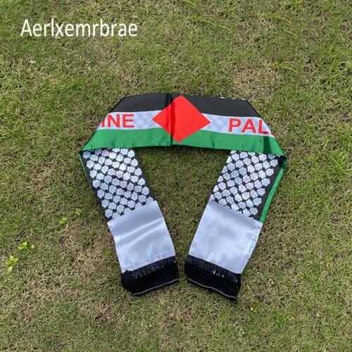 Aerlxemrbrae Palestine flag Custom Scarf football team 14*130cm Scarf Printing Satin Palestinian Flag Scarf