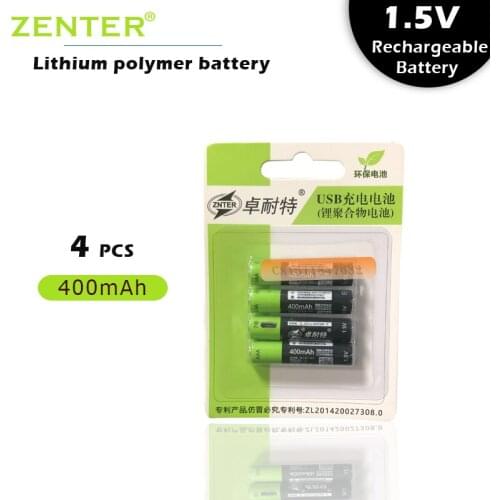 High Quality 4Pcs/Lot Original ZNTER S17 1.5V 400mAh USB Rechargeable AAA Lipo Battery For RC Camera Drone Accessories