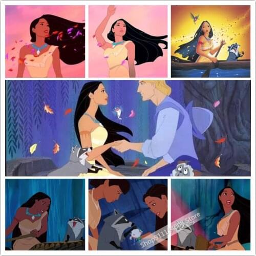 Disney Full Square 5D DIY diamond painting Pocahontas Princess Diamond Embroidered Cross Stitch Mosaic Artist Home Decor Gift