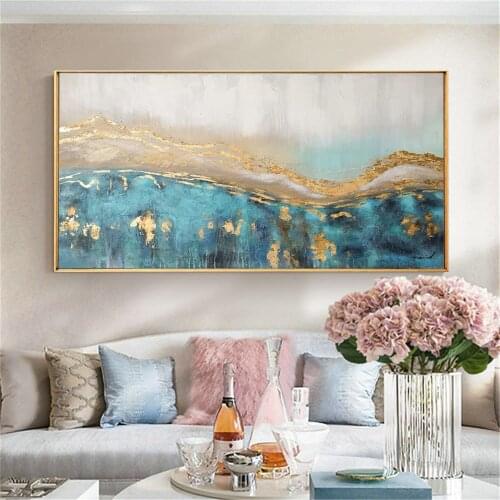Avmolev hand-painted modern abstract oil painting gold foil picture art on canvas wall art living room home decoration painting