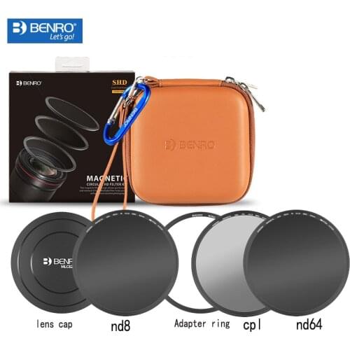 Benro 82mm Magnetic Circular cpl+nd64+nd8+bag+adapter ring+cap filter set