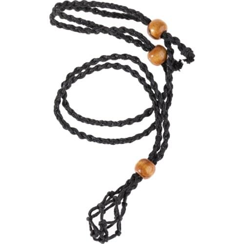 Necklace Cord Empty Stone Holder, Large Crystal Pendants Necklace Rope Adjustable Quartz Raw Stone Cord