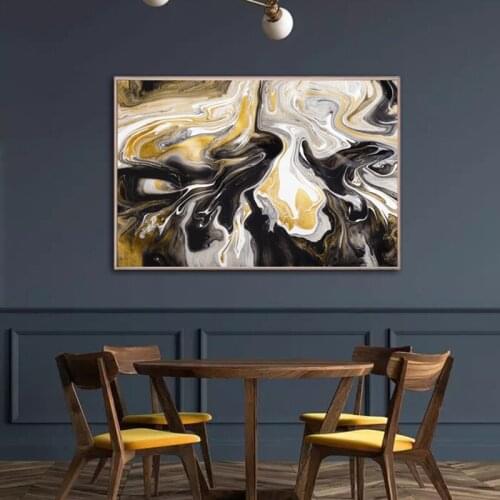 Black Golden Abstract Modern Fashion Canvas Painting Wall Art Nordic Posters and Prints Wall Pictures for Living Room Decoration