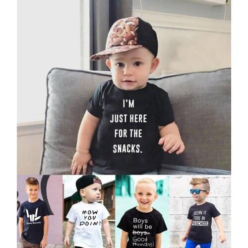 I'm Just Here for The Snacks Kid Fashion Summer Boys Girls Letters Print Casual Shirt Tops Clothing Costume Kid T Shirt