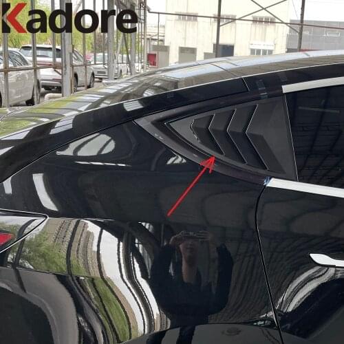 For Tesla Model Y 2020 2021 2022 Carbon Fiber Color Rear Window Louver Shutter Cover Trim Car Styling Auto Accessories 2pcs/set