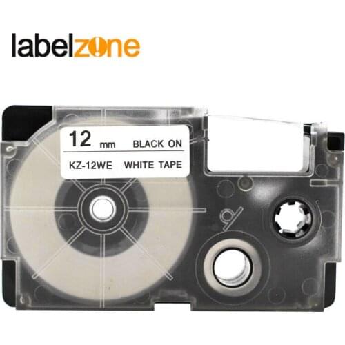 12mm*8m XR-12WE Black on White Laminated Label Tapes Compatible for KL60 KL100 KL120 KL750 KL780 KL820 KL7000 Label Printer