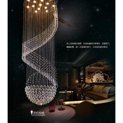 Crystal Chandeliers LED Modern Chandelier Light Fixture Luxury Spiral Clubs Hotel Villa Home Indoor Lighting Lobby Hanging Lamps