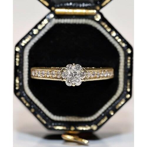 PERFECT ORIGINAL 18K GOLD NATURAL DIAMOND DECORATED PRETTY RING