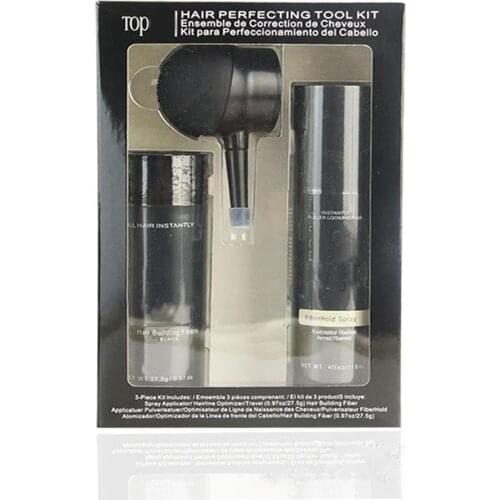 Box package 27.5g Keratin Hair Building Fibers Powder +Spray Applicator+118ML FiberHold Spray Hair Perfecting Tool Kit