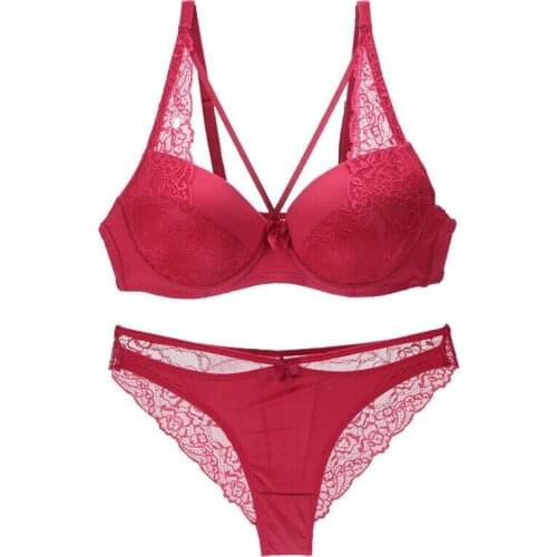Sexy Women Bras Set Lace Push Up Underwear Sets Bra and Thong Bra Briefs Panties Intimates Sets A B C D DD E Size 32-44