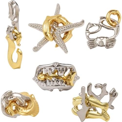 Diecast kirsite toy Classic Ocean Series Metal IQ Teaser Cast Puzzles Game Brain IQ Toys for Adults Children Kids Enlighten Toys